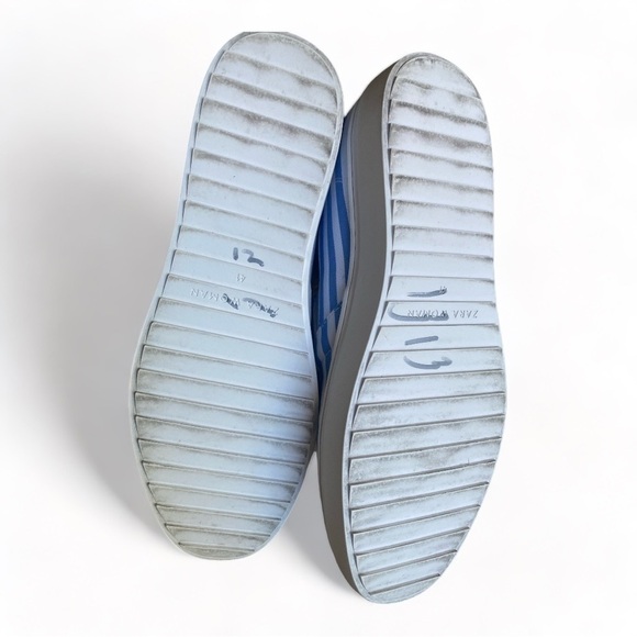 ZARA Pearls Slip-Ons Striped Canvas Sneakers Size 41/9.5 Barbicore Beach… - Picture 10 of 11